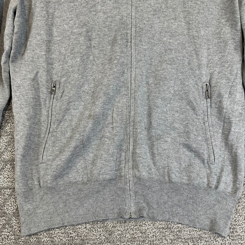 Banana Republic Men's Zip Front Sweater Jacket Cardigan Size M Gray Black silk - Picture 4 of 6